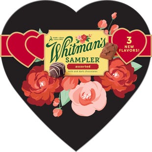 Whitman's Sampler Assorted Chocolate Embossed Floral Heart Box, 6.3 oz.