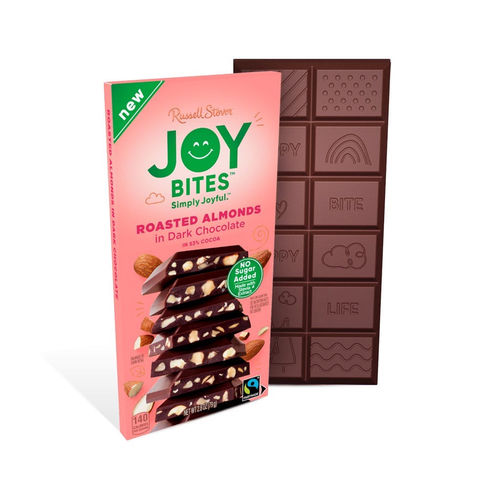 No Sugar Added Dark Chocolate with Roasted Almonds Joy Bites bar, 2.8 oz.