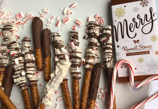 Chocolate Peppermint Crunch Covered Pretzels