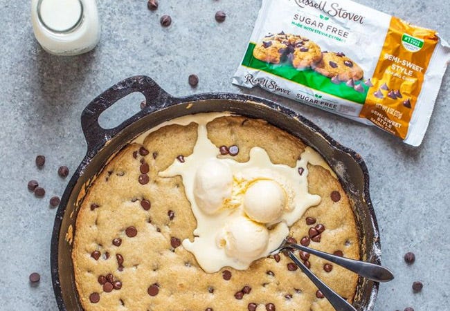 Sugar Free Chocolate Chip Skillet Cookie