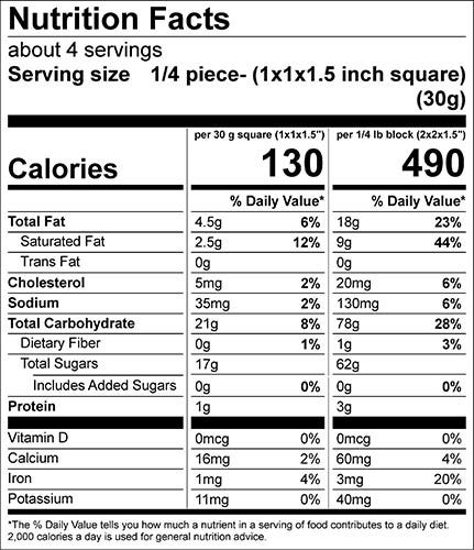 chocolate pecan fudge nutritionals